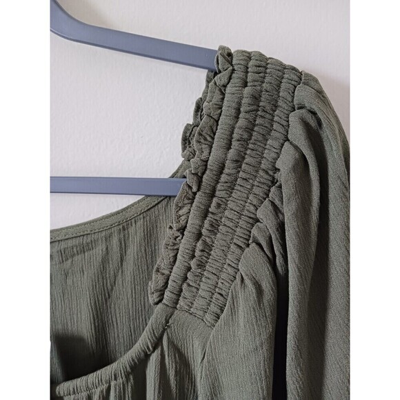 Torrid Blouse Top Boho Tie Front Off The Shoulder Olive Green Size 2X - Picture 5 of 8